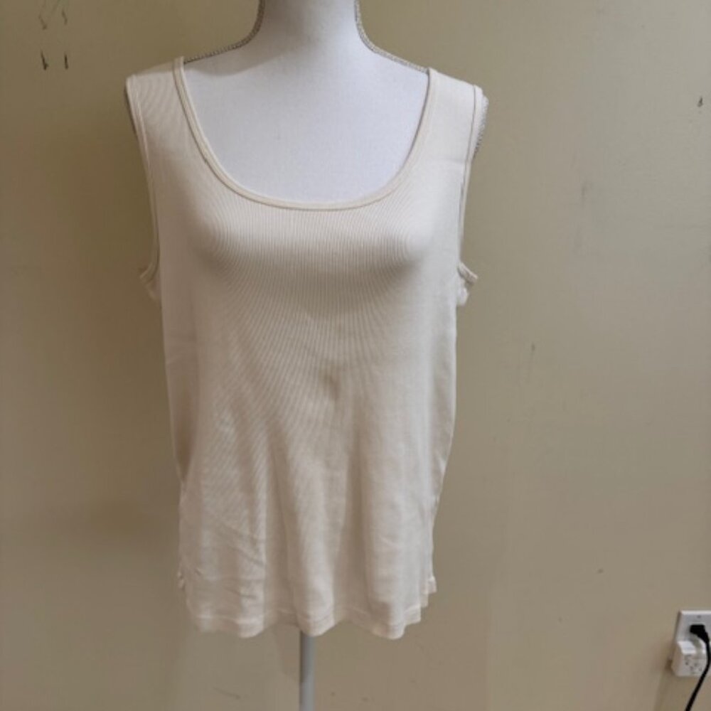 Lauren Ralph Lauren Cream Ribbed Tank Top Sz 1X